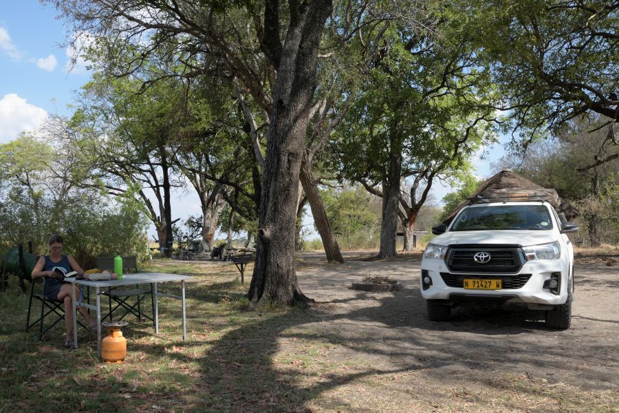 Unser Stellplatz XA5 auf der Xakanaxa Camping Site