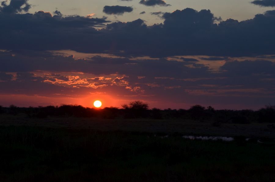 Sonnenuntergang am King Nehale Wasserloch